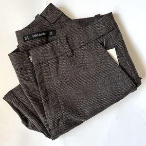 Zara Gray Striped Houndstooth Trousers